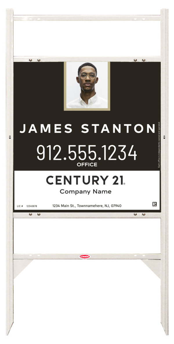 Angle Iron Frame With Two Rider Inserts And Agent Photo Centric Sign Panel Unit, 24"H X 24"W