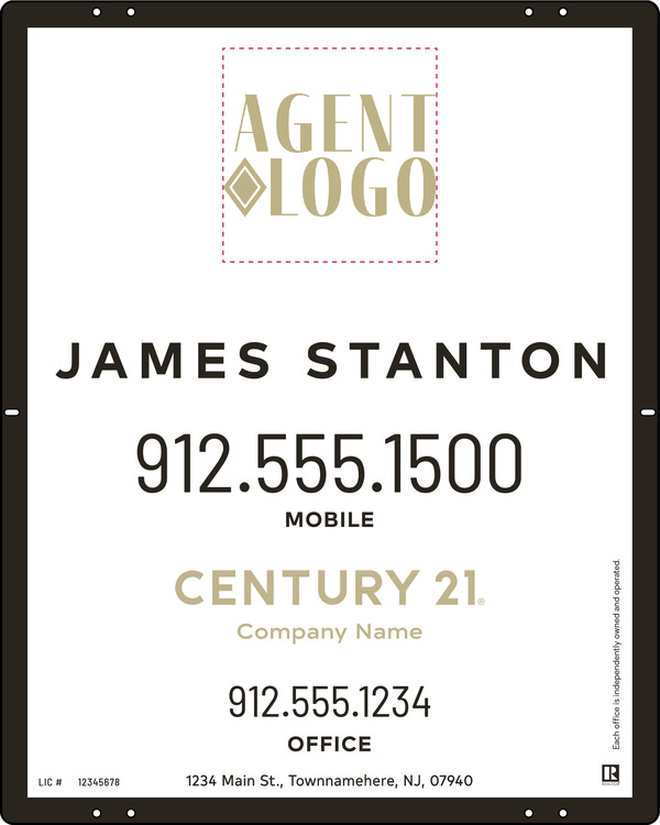 Agent Logo Centric Sign Panel, 30"H X 24"W, 3mm Aluminum Composite