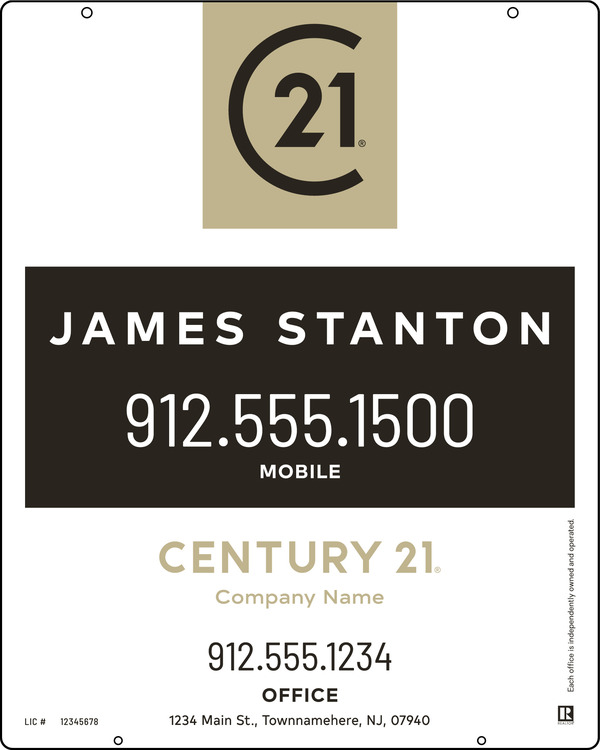 Hanging Agent Centric Sign Panel, 30"H X 24"W, 3mm Aluminum Composite