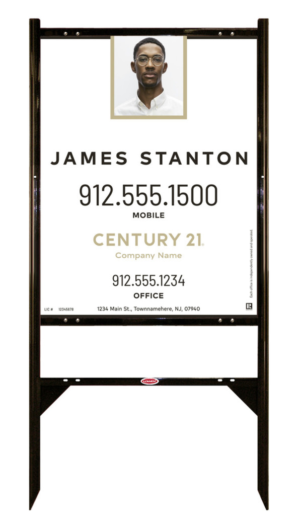 Angle Iron Frame And Agent Photo Centric Sign Panel Unit, 30"H X 24"W