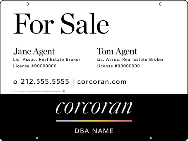 Two Agent Name Hanging Sign Panel, 18"H X 24"W, 3mm Aluminum Composite