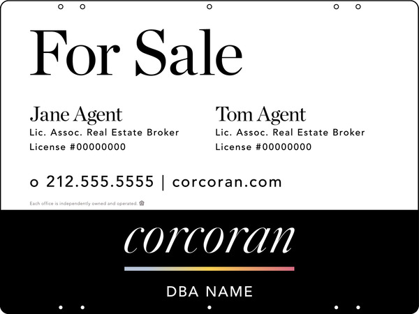 Two Agent Name Sign Panel, 18"H X 24"W, Steel