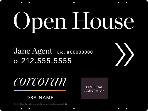Directional Agent Open House W/ Logo Sign Panel, 18"H X 24"W, Steel