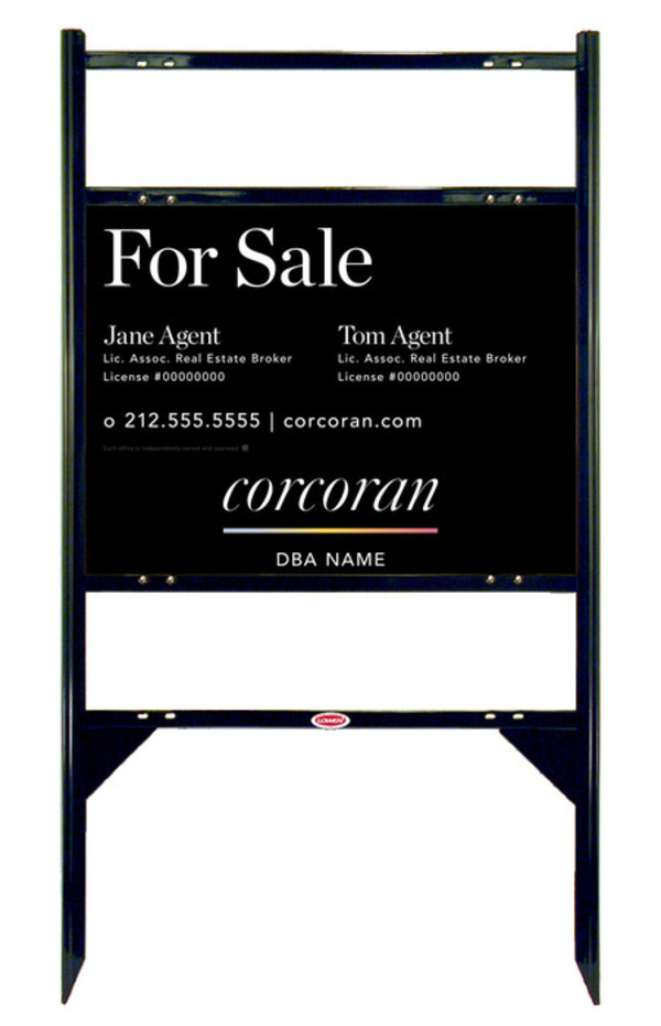 Angle Iron Frame W/ 2 Rider Inserts And Two Agent Name Sign Panel Unit, 18"H X 24"W, Steel