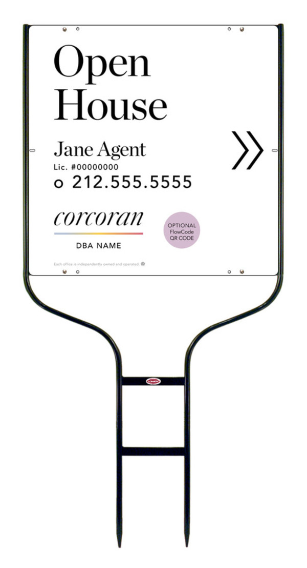 Directional Round Rod Frame And Agent Open House W/ Qr Flowcode Sign Panel Unit, 24"H X 24"W,Steel