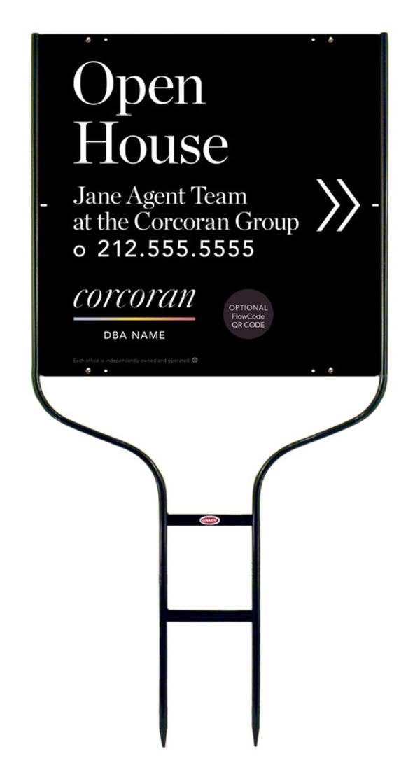 Directional Round Rod Frame And Team Name Open House W/ Qr Flowcode Sign Panel Unit, 24"H X 24"W,Steel