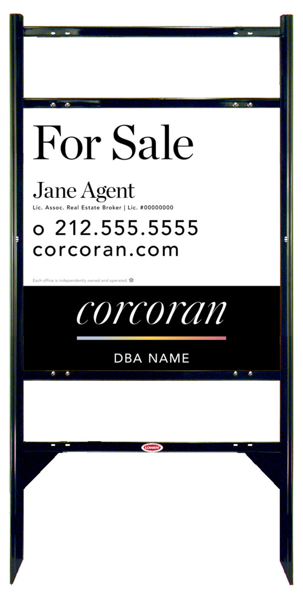 Angle Iron Frame W/ 2 Rider Inserts And Agent Name Sign Panel Unit, 24"H X 24"W, Steel