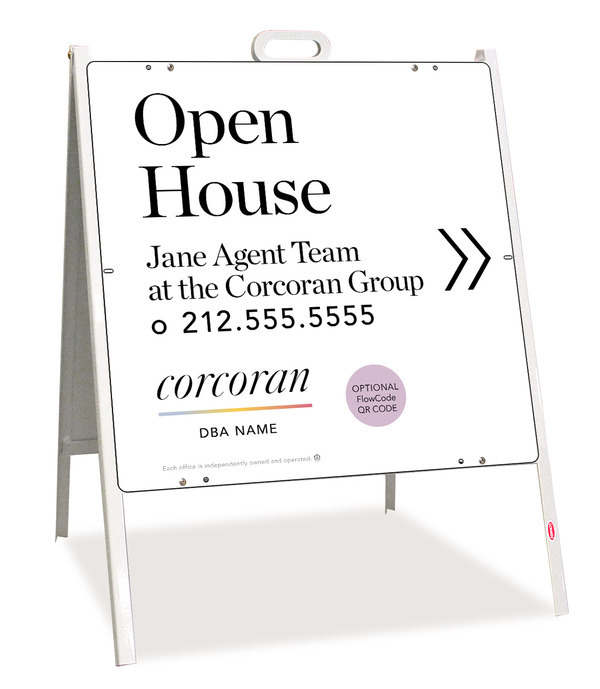 Directional Team Name Open House W/ Qr Flowcode A-Frame And Sign Panel Unit, 24"H X 24"W, Steel