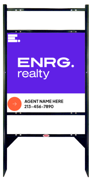 Angle Iron Frame W/ 2 Rider Inserts And Agent Name Sign Panel Unit, 24"H X 24"W, Steel