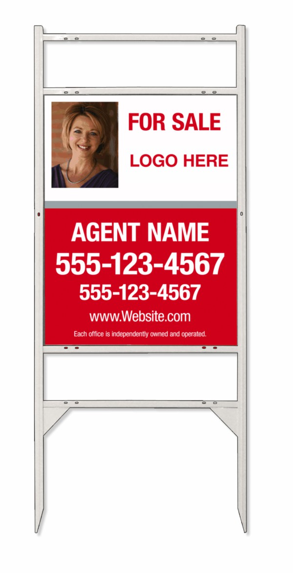 White Angle Iron Frame And Photo Sign Panel Unit With Two Rider Inserts, 24 GA Steel 24"H X 18""W