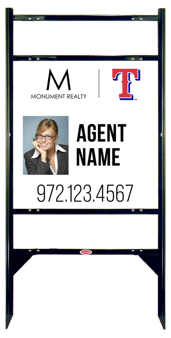 Angle Iron Frame W/ 2 Rider Inserts And Agent Photo Sign Panel Unit, 24"H X 24"W, Steel