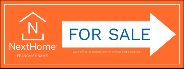 Directional For Sale Sign Panel, Corrugated 4mm, 9"H X 24"W