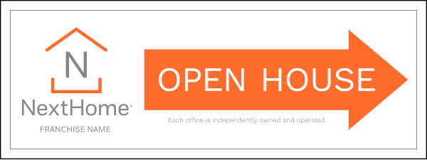 Directional Open House Sign Panel, Corrugated 4mm, 9"H X 24"W