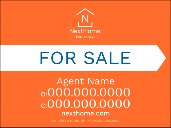 Directional  Agent For Sale Sign Panel, Corrugated 4mm, 18"H X 24"W