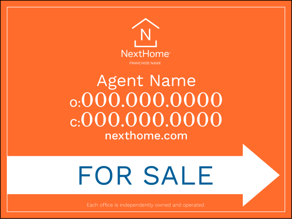 Directional For Sale Sign Panel, Corrugated 4mm, 18"H X 24"W