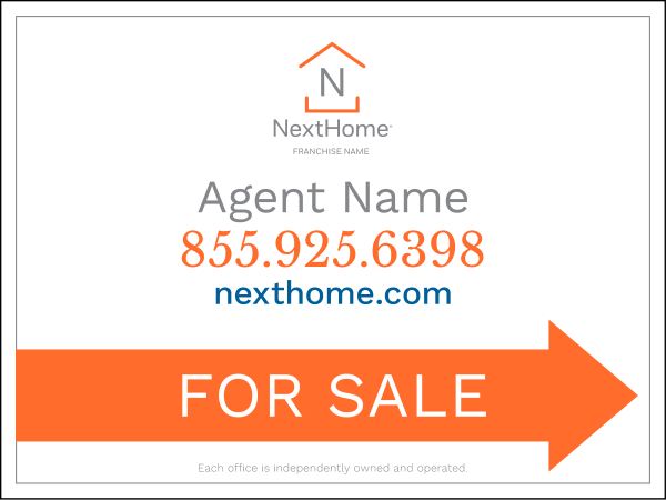 Directional For Sale Sign Panel, Corrugated 4mm, 18"H X 24"W