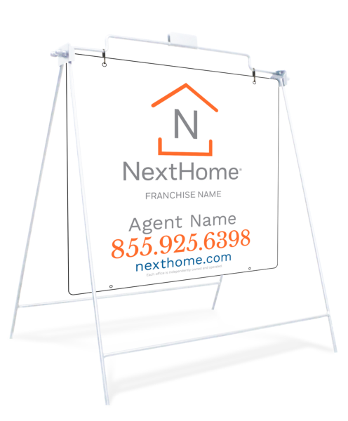 White Swinging A-Frame And Sign Panel Unit, 24"H X 24"W, Pvc