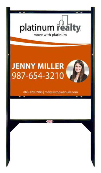 Reflective Angle Iron Frame With One Rider Insert And Sign Panel Unit, 24"H X 24W