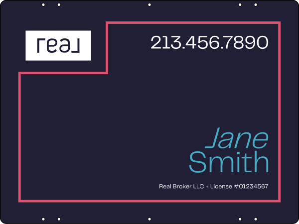 Agent Name Sign Panel, 18"H X 24"W, Steel