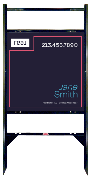 Angle Iron Frame With Two Rider Inserts And Agent Name Sign Panel Unit, 24"H X 24"W