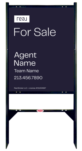 Angle Iron Frame With One Rider Inserts And For Sale Agent Name Sign Panel Unit, 30"H X 24"W