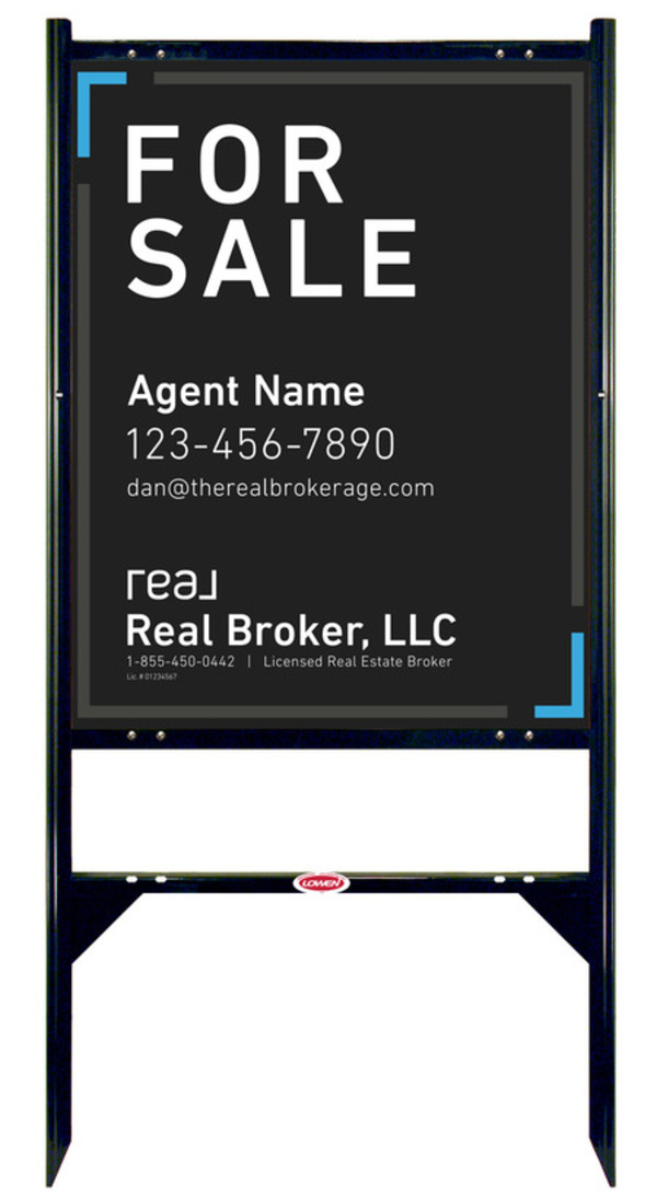 Angle Iron Frame With One Rider Inserts And Agent Name Sign Panel Unit, 30"H X 24"W