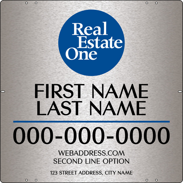 Agent Name Sign Panel, 24"H X 24"W, 3mm Brushed Aluminum Composite