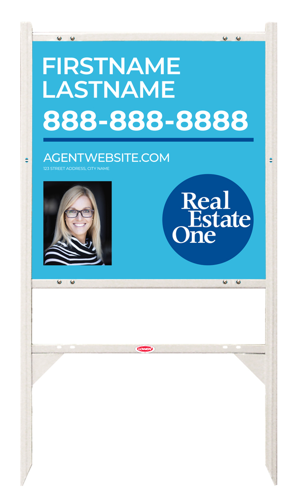 Angle Iron Frame W/ 1 Rider Inserts And Agent Photo Sign Panel Unit, 24"H X 24"W, .040 Aluminum