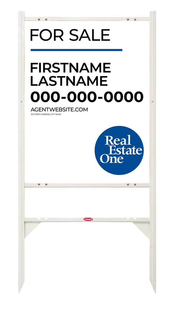 Angle Iron Frame W/ 1 Rider Inserts And Reflective Agent Name Sign Panel Unit, 30"H X 24"W, Steel