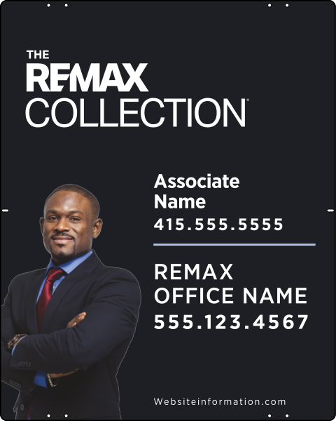 RE/MAX Collection Associate Name w/ Cut Out Photo Sign Panel, 30"h x 24"w, Steel