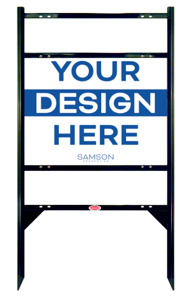 Samson Properties Angle Iron Frame w/ 2 Rider Inserts and Sign Panel Unit, 18"h x 24"w, Alum Comp
