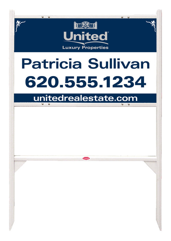 Angle Iron Frame And Agent Luxury Properties Sign Panel Unit, 18"H X 30"W, Steel