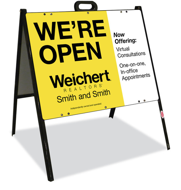 Angle Iron A-Frame And We're Open Sign Panel Unit, 18"H X 24"W, Steel