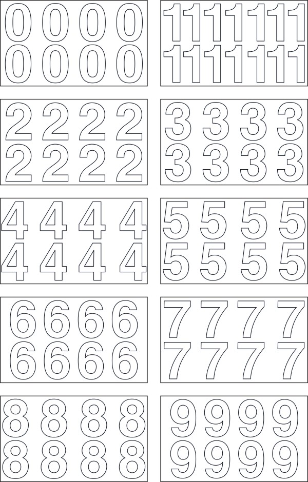 Vinyl Number Decal, 3 White - 8 PER SHEET