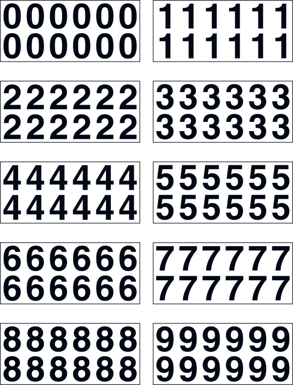 Vinyl Number Decal, 2 Black - 12 PER SHEET
