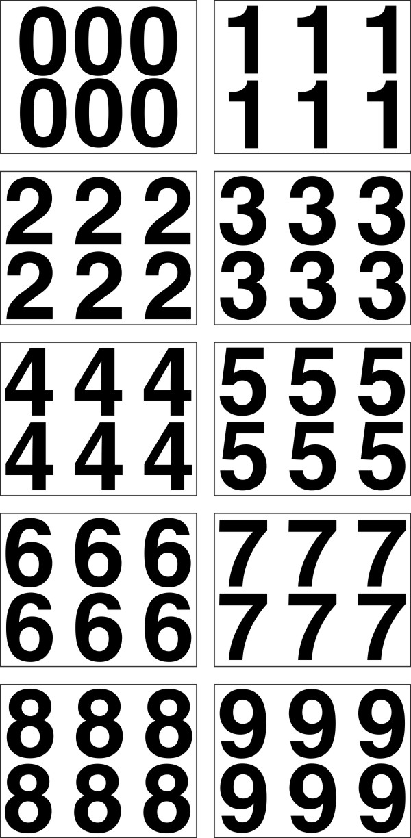 Vinyl Number Decal, 4 Black - 6 PER SHEET