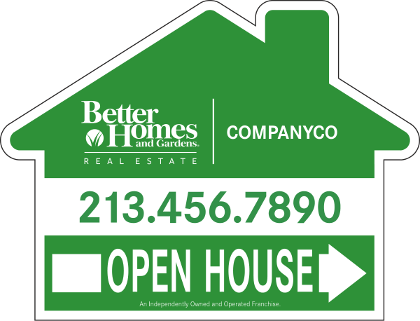 Directional OPEN HOUSE House Shape Sign Panel, 18h x 24w, 4mm Corrugated