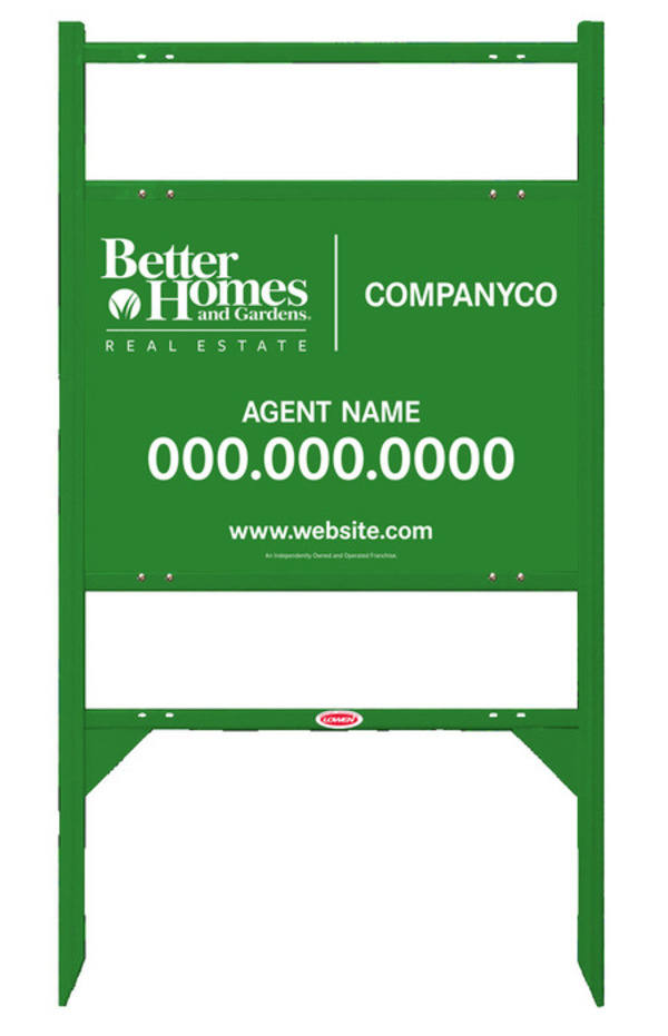 Angle Iron Frame with Two Rider Inserts and Agent Sign Panel Unit, 18h x 24w, Green