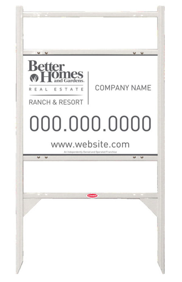 Ranch and Resort angle iron sign frame and panel unit with two rider inserts, 24 GA steel 18h x 24w