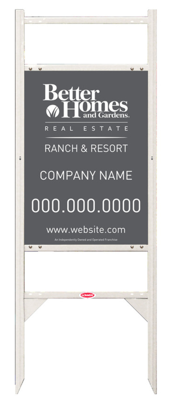 Ranch and Resort angle iron frame and sign panel unit with two rider inserts, 24 GA steel 24h x 18w