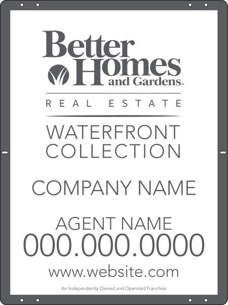 Waterfront Collection real estate agent sign panel, 24 GA steel 24h x 18w