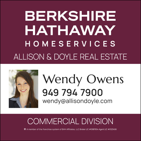 Commercial Division Agent Photo Sign Panel, SF, 48h x 48w, 10mm corrugated plastic