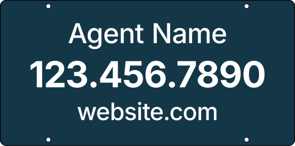 Agent Name w Website Hanging Sign Rider, 12h x 24w, 3MM Aluminum Composite