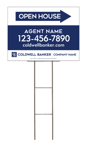 Wire H-Stake and Agent Open House Sign Panel Unit, 18h x 24w, 4mm Corrugated