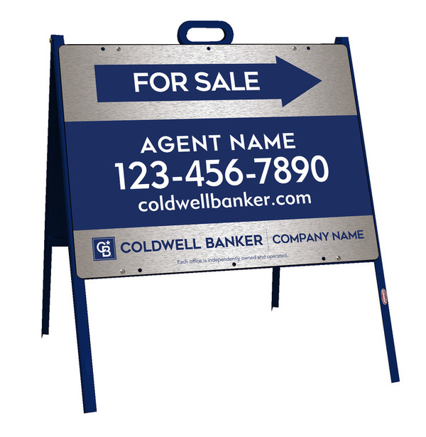 A-Frame and Agent For Sale Sign Panel Unit, 18h x 24w, Brushed Aluminum Composite