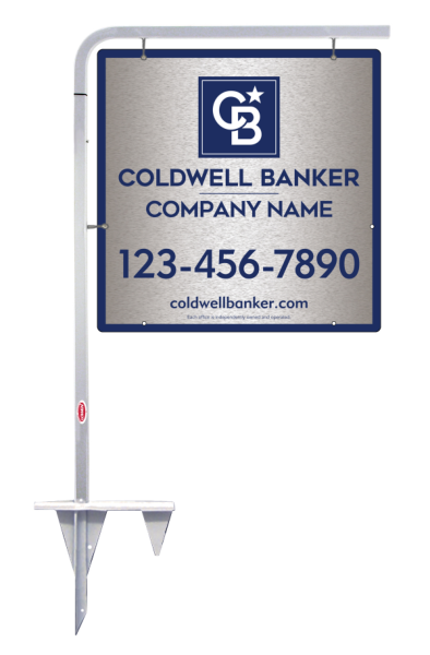 Tubular Stake and Office Sign Panel Unit, 24h x 24w, Brushed Aluminum Composite