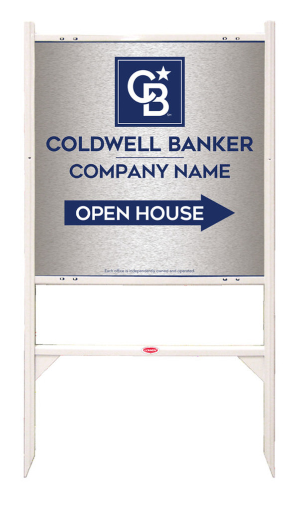 Angle Iron Frame and Office Open House Sign Panel Unit, 24h x 24w, Brushed Aluminum Composite