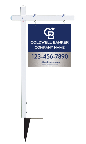 Sign Post and Office Sign Panel Unit, 24h x 24w, Brushed Aluminum Composite