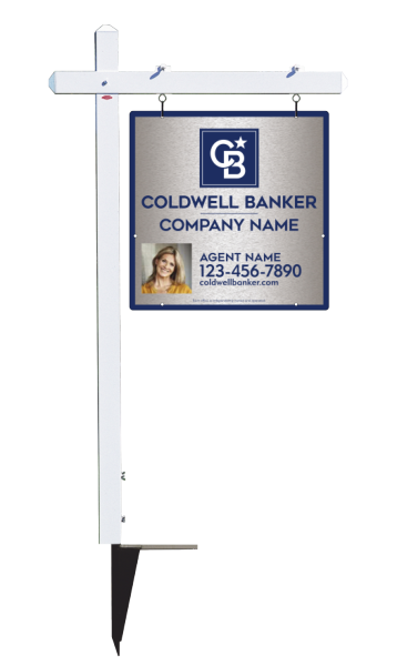 Sign Post and Agent Photo Sign Panel Unit, 24h x 24w, Brushed Aluminum Composite