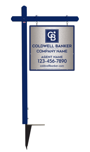 Sign Post and Agent Sign Panel Unit, 24h x 24w, Brushed Aluminum Composite